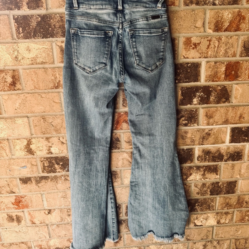 Raw hem Flare Jeans in Classic Blue - Picture 7 of 9
